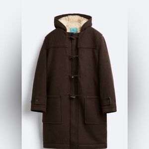 Harry Lambert x Zara Hooded Wool Coat - Brown